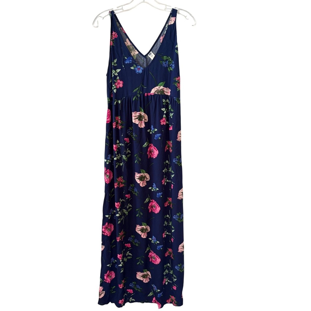 Old Navy Women's Maternity Empire Waist Navy Floral Tank Maxi Dress in‎ Size M